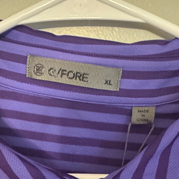 G/FORE | Shirts | Gfore Purple And Black Striped Polo | Poshmark